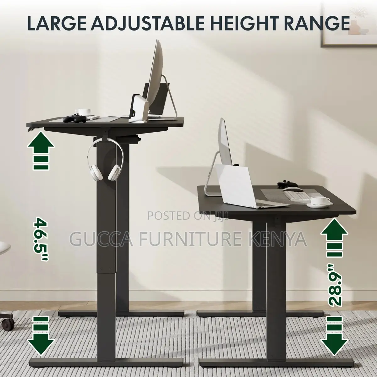 Black 120cm Electric Heigh Adjustable Table
