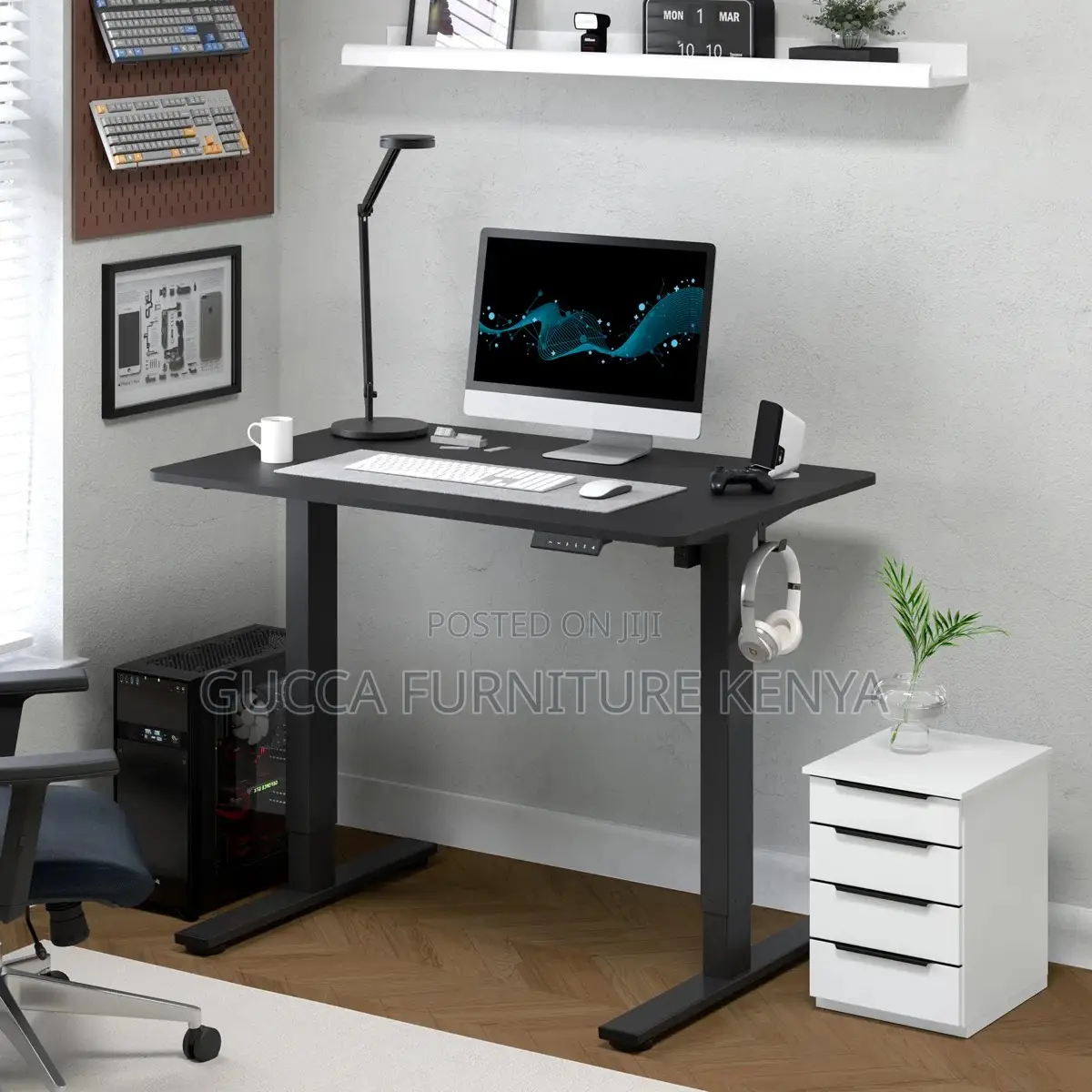 Black 120cm Electric Heigh Adjustable Table