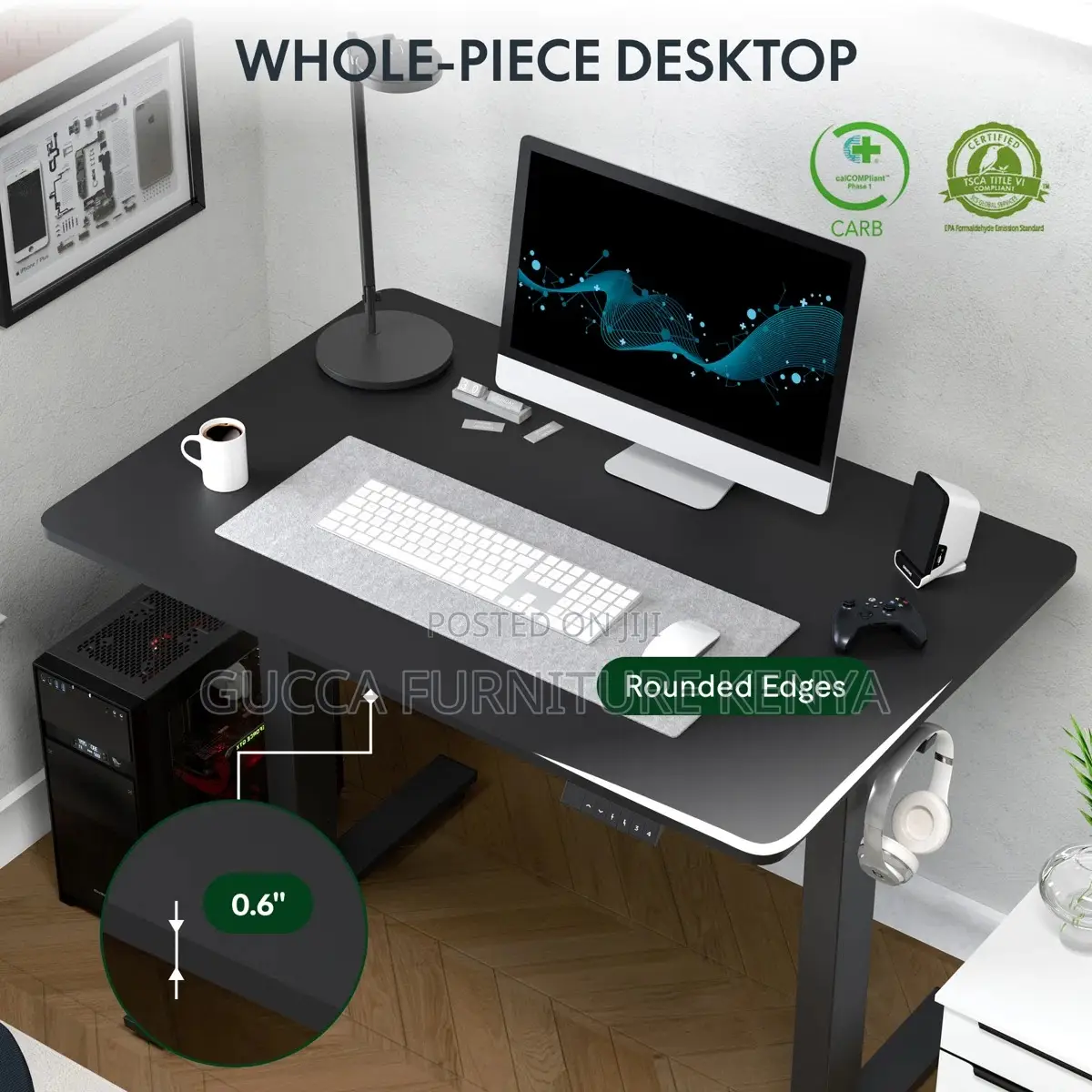 Black 120cm Electric Heigh Adjustable Table