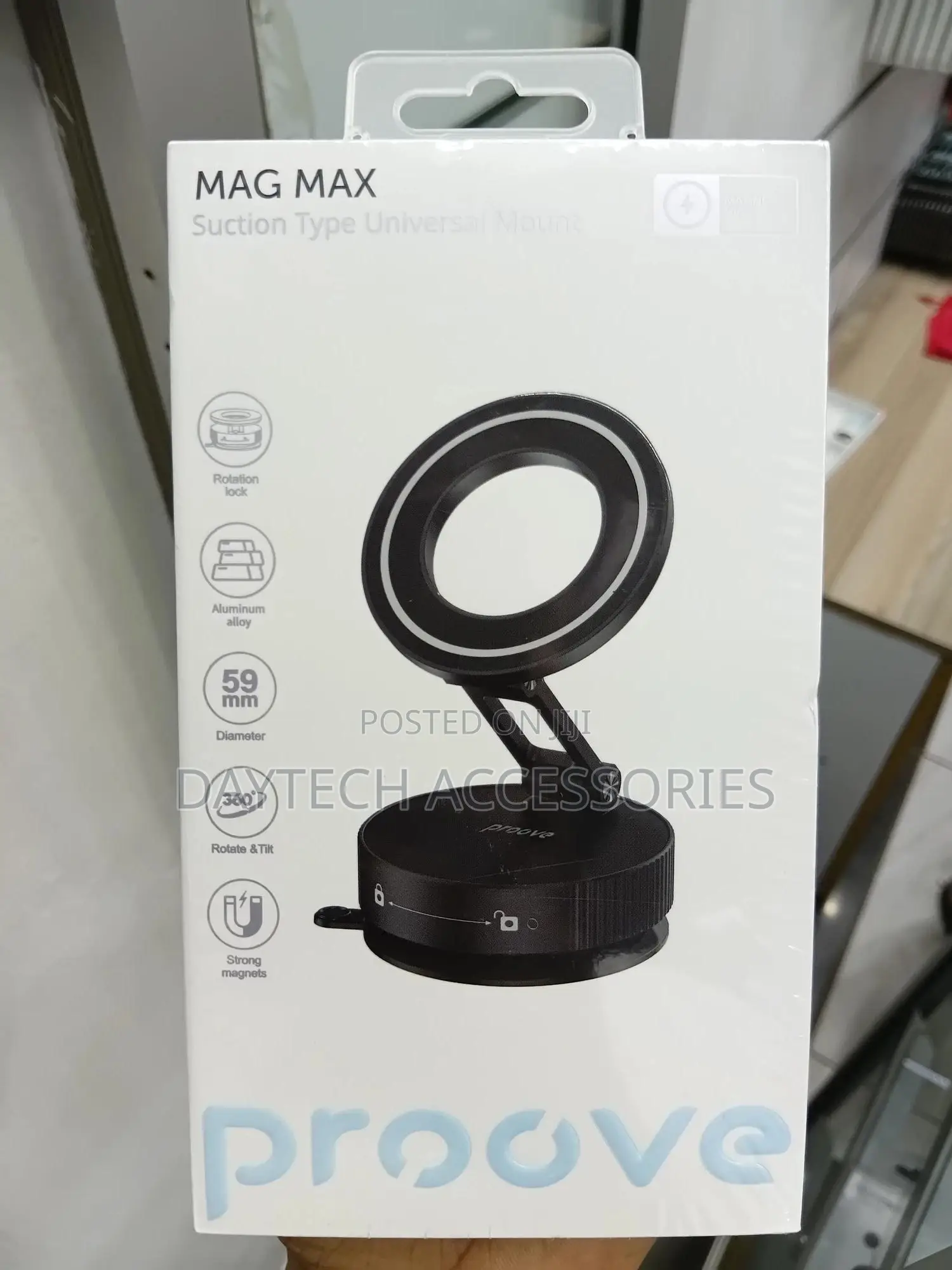 Proove Mag Max Suction Type Aluminum Alloy Car Holder for Smartphones.