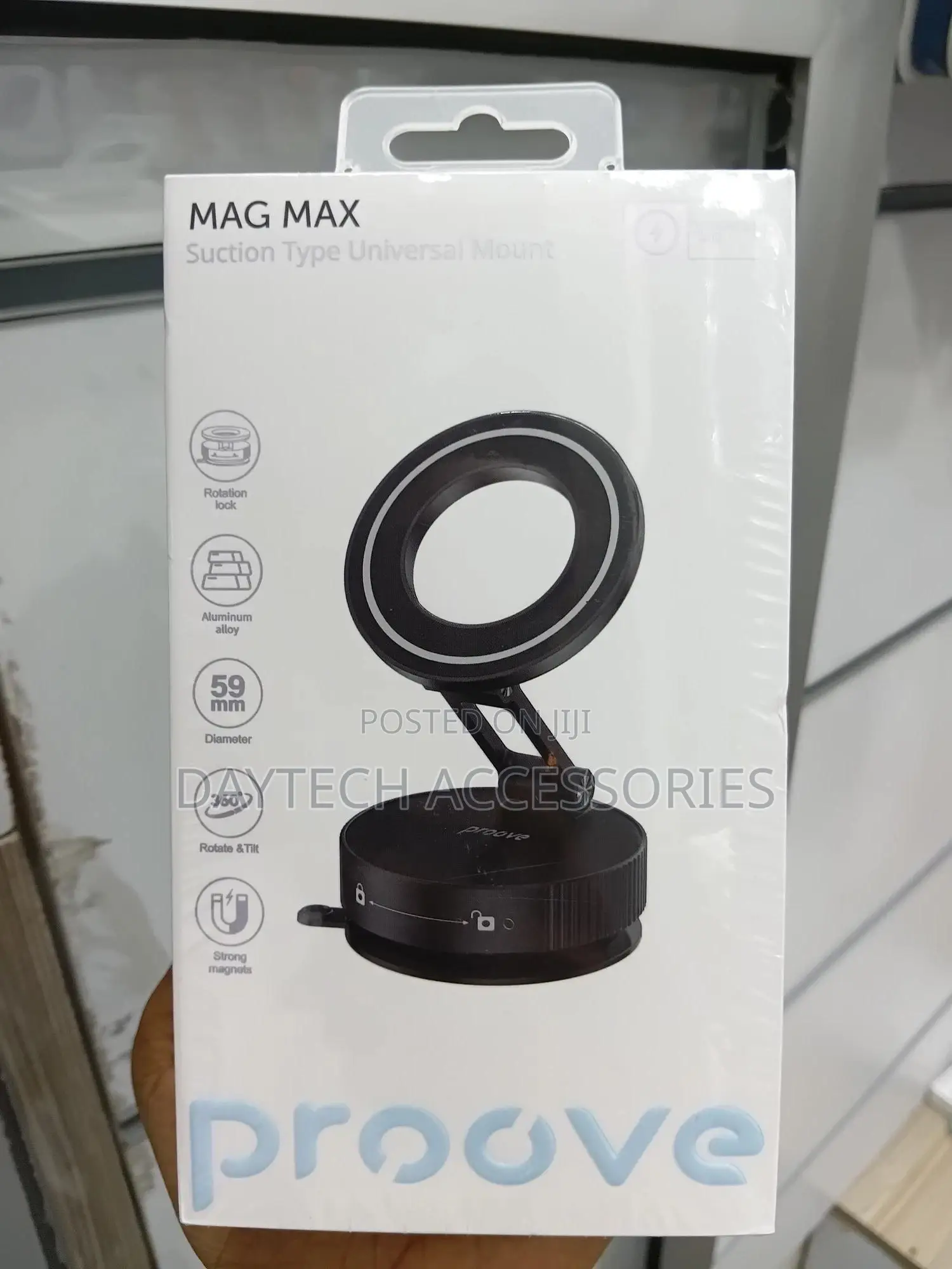 Proove Mag Max Suction Type Aluminum Alloy Car Holder for Smartphones.