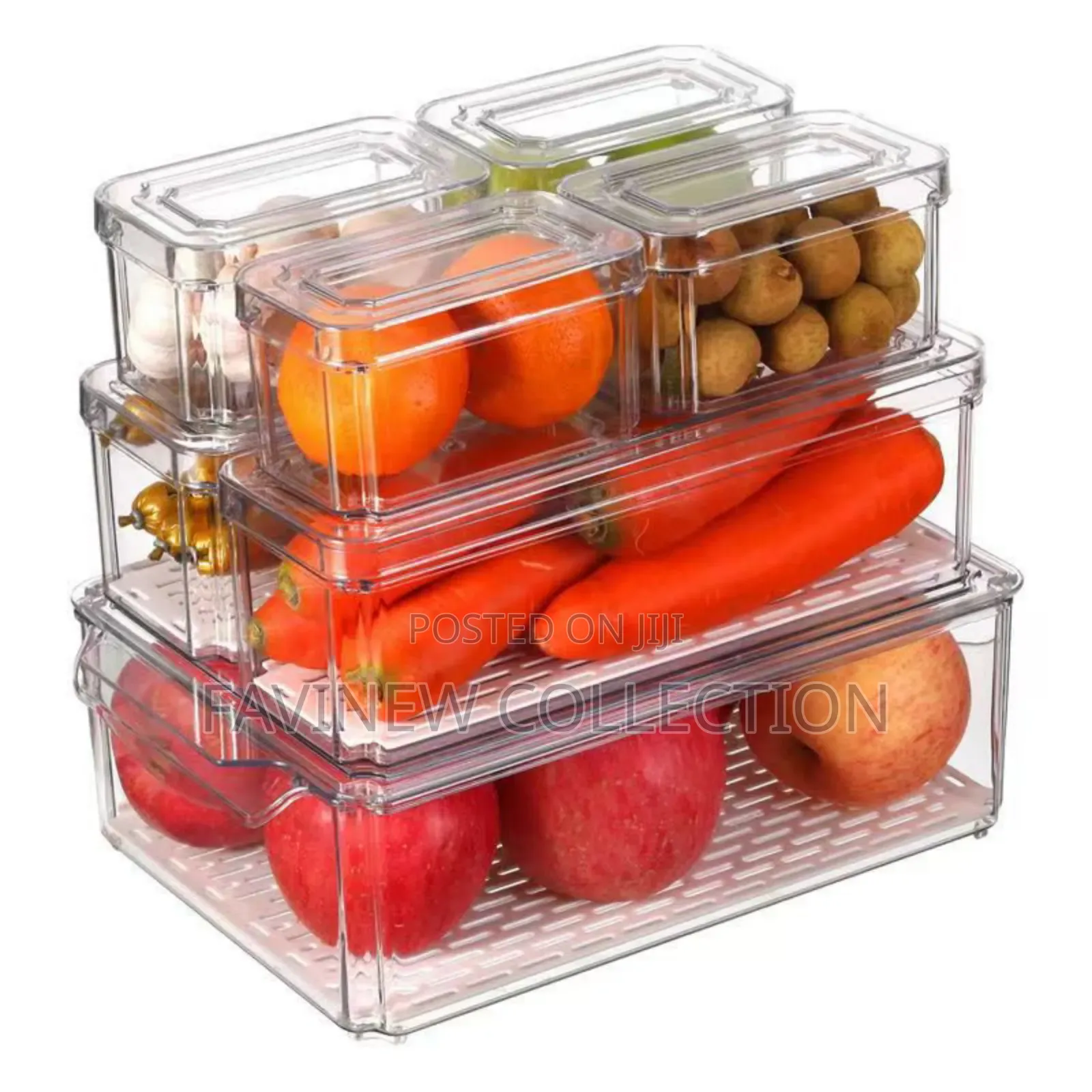 7pcs Bpa-Free Stackable Acrylic Fridge Organizer Bins With Lids