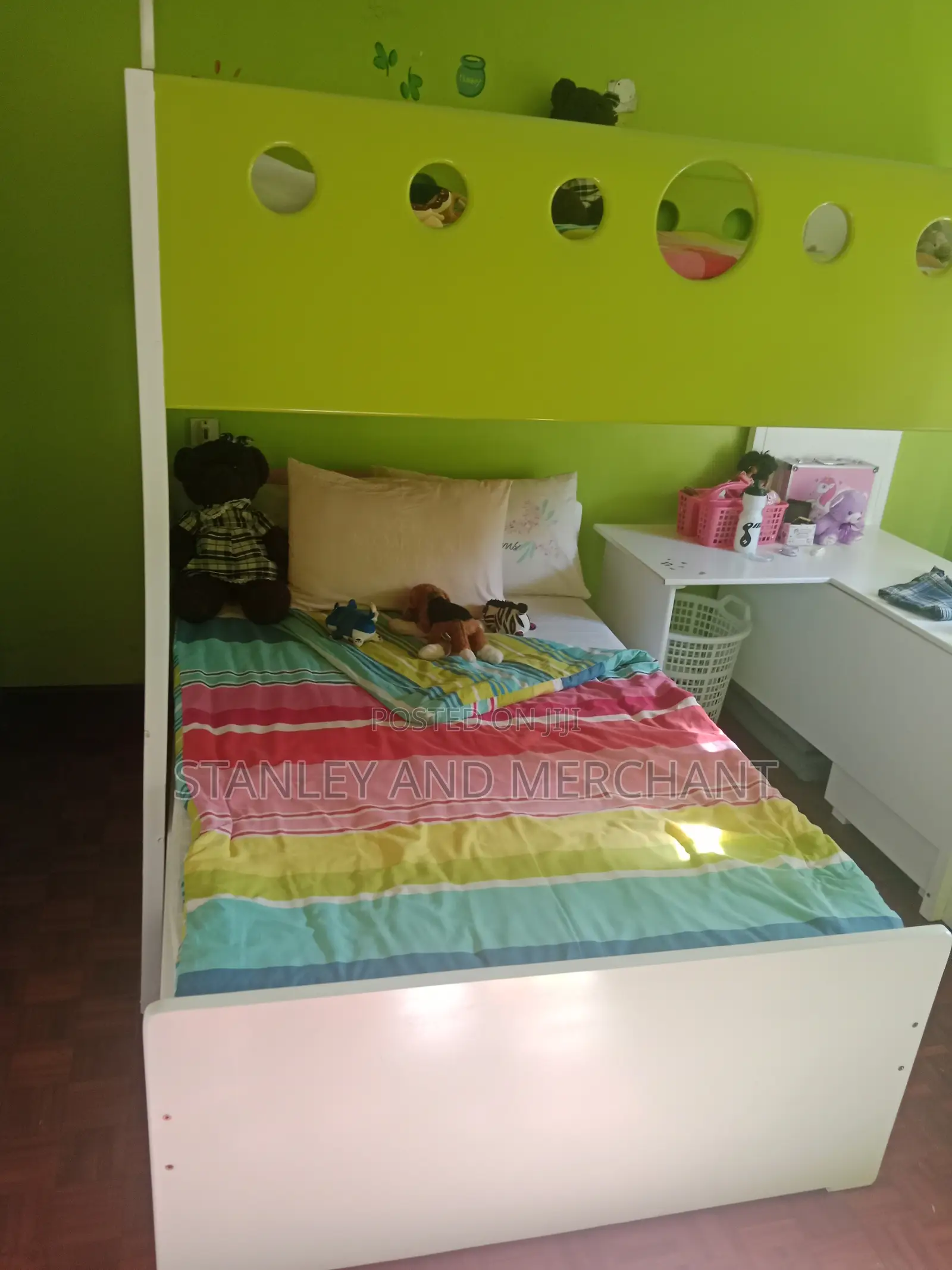 White Mahogany Bed 4 By 6 Double Decker. With Mattresses. We Deliver!
