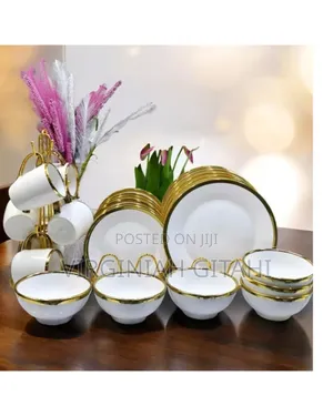 New in  24pcs Ceramic White Gold Dinner Set*
.
