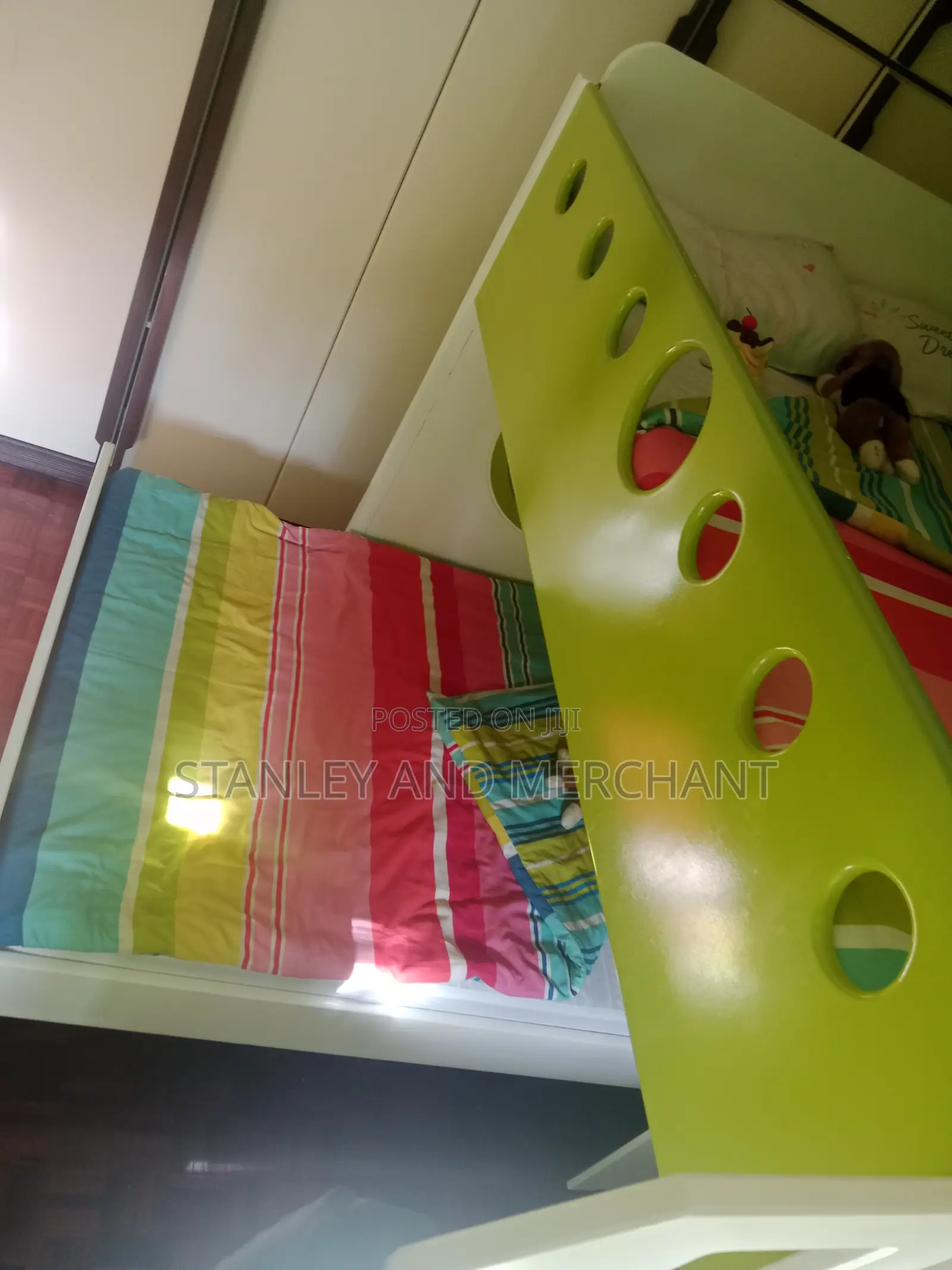 Double Decker Bed. With Shelves, Study Table, Mattresses, Stairs.