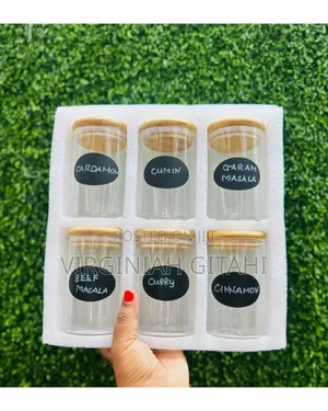 *6-pack Round Glass Jars With Bamboo Lid And Spoon*