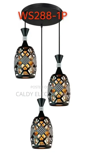 Three-in-One Black Metal Pendant Light With a Lattice Design