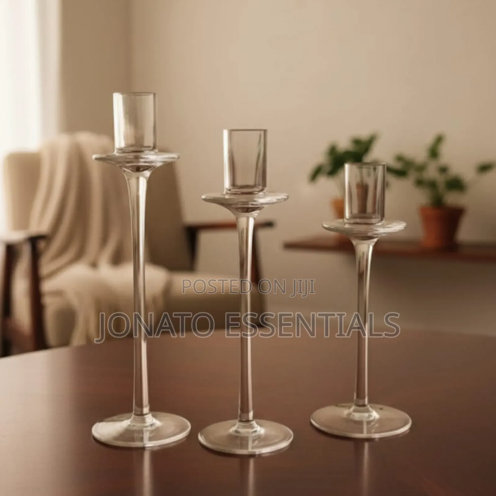 Glass Candle Holders, Elegant 3 Piece Set for Home Decor