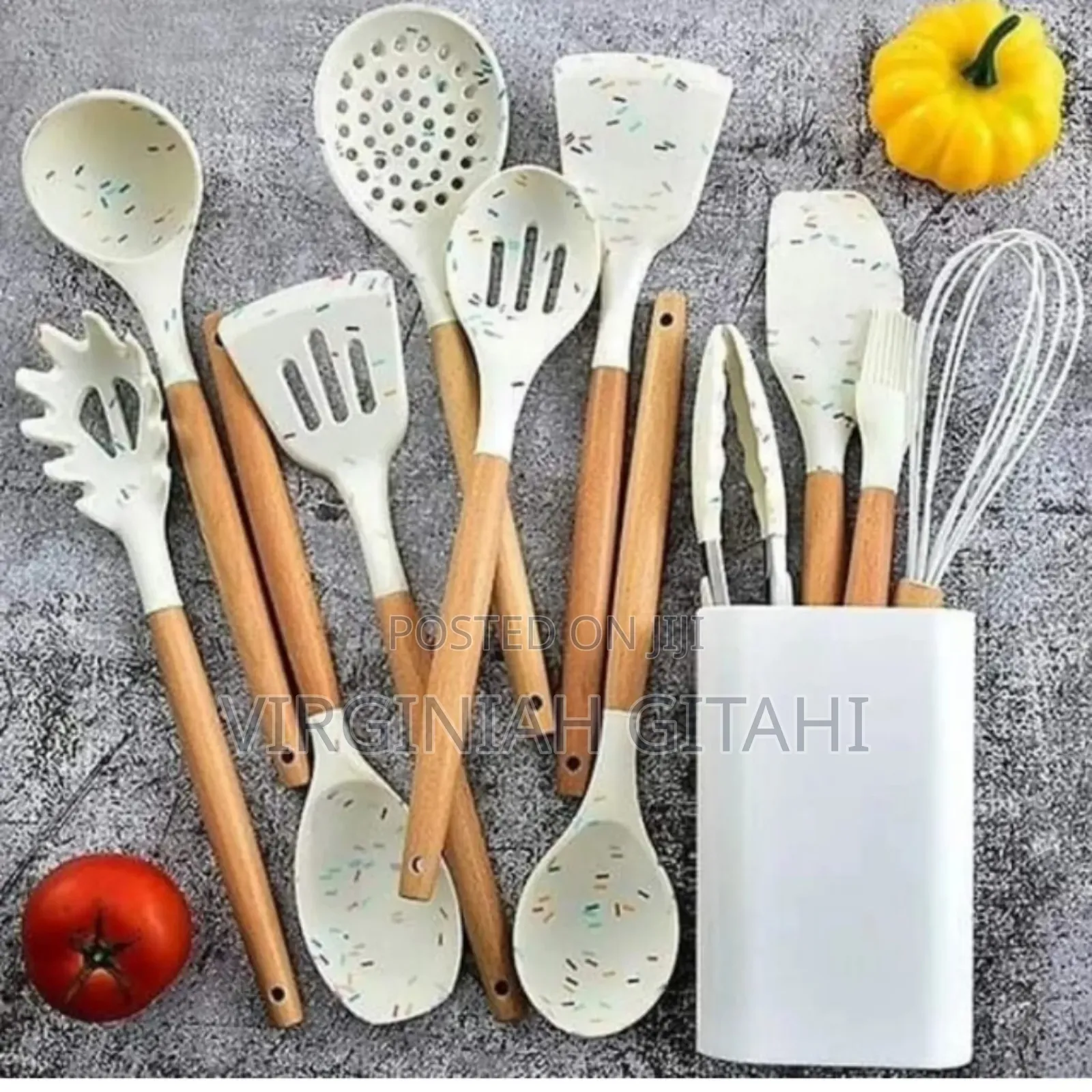 Unique White Marble Silicone Spoon Set ★Good Quality