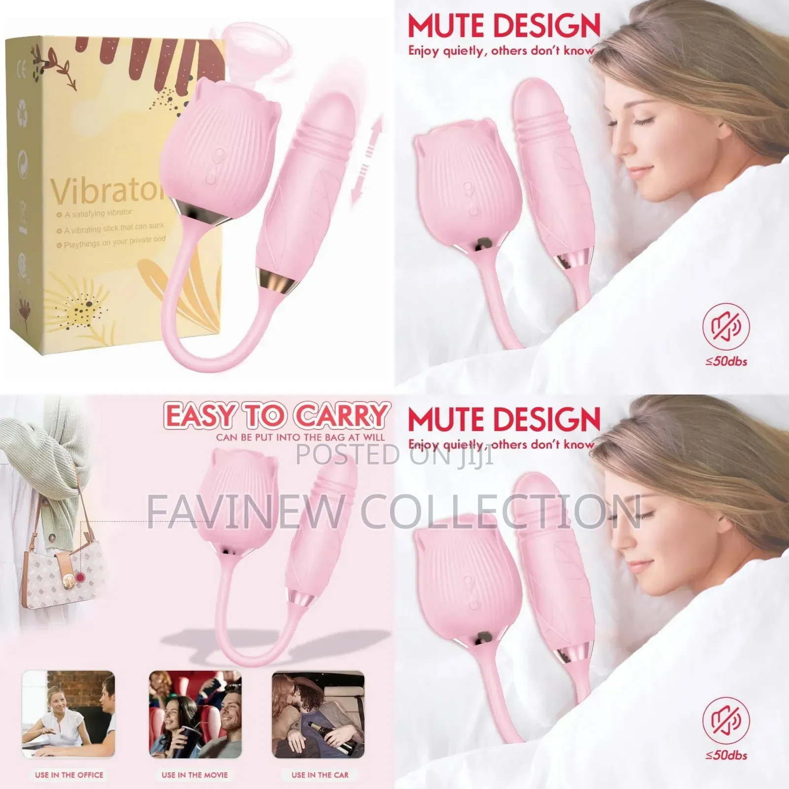2 in 1 Rose for Clitorial Stimulation Plus Thrusting Dildo