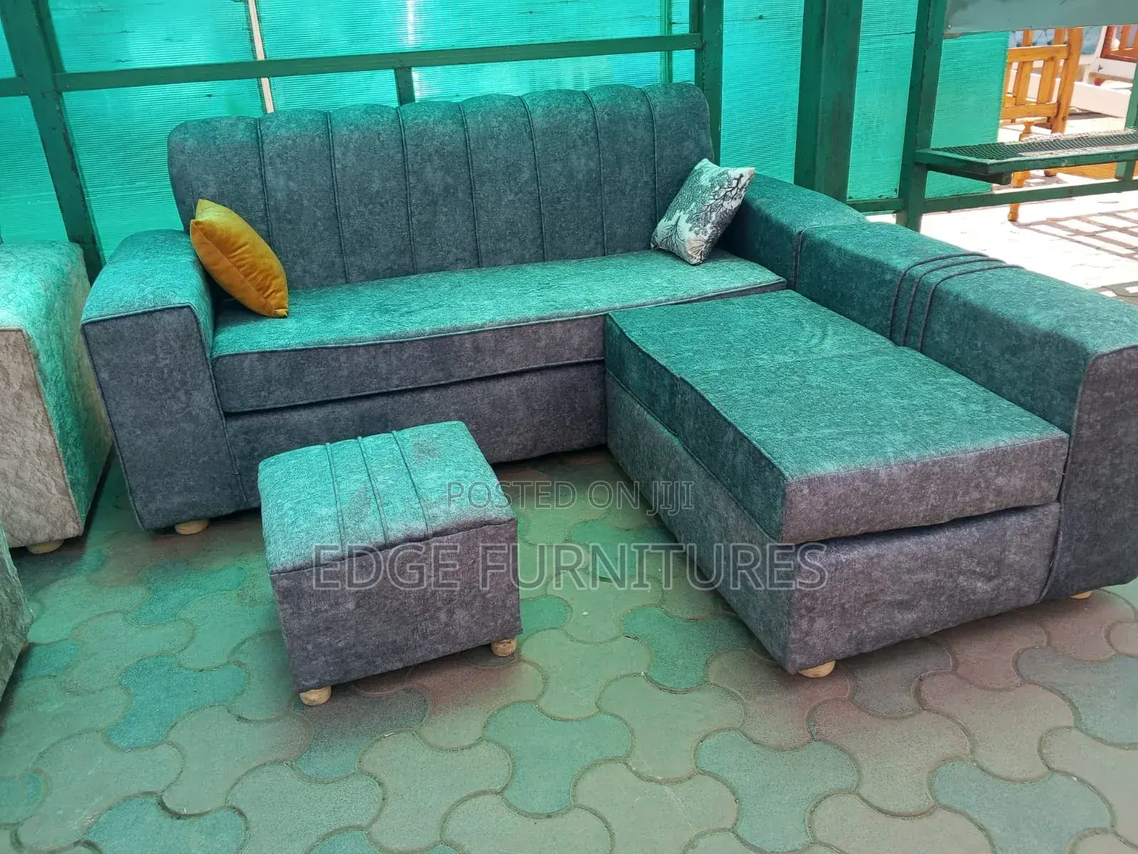 Light Grey Five Seater L Shaped Sofa Set