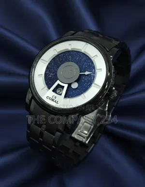 Casual Men Big Face Silvered Metallic Strip Coral Watches
