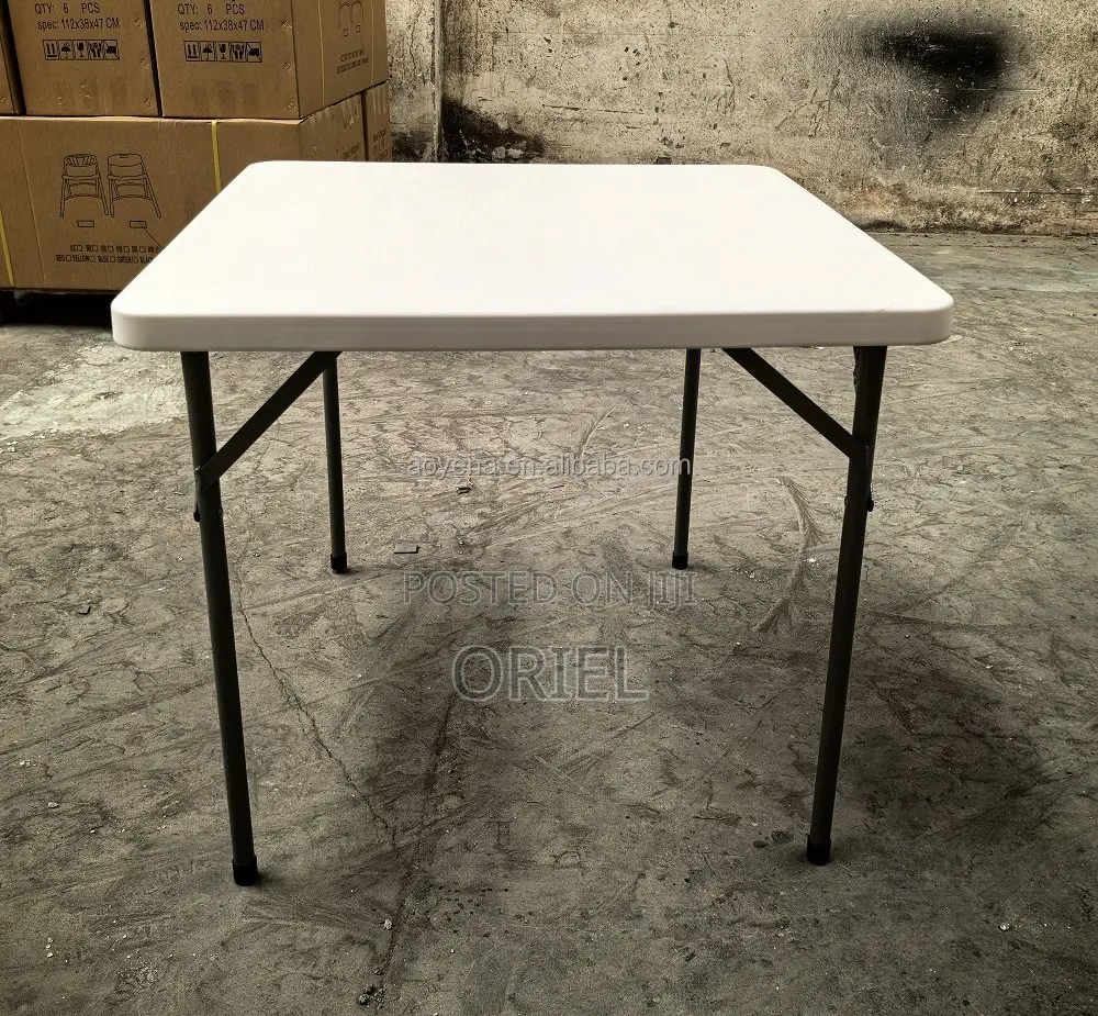 Picnic Foldable Table : 90cm Square Foldable Plastic Table