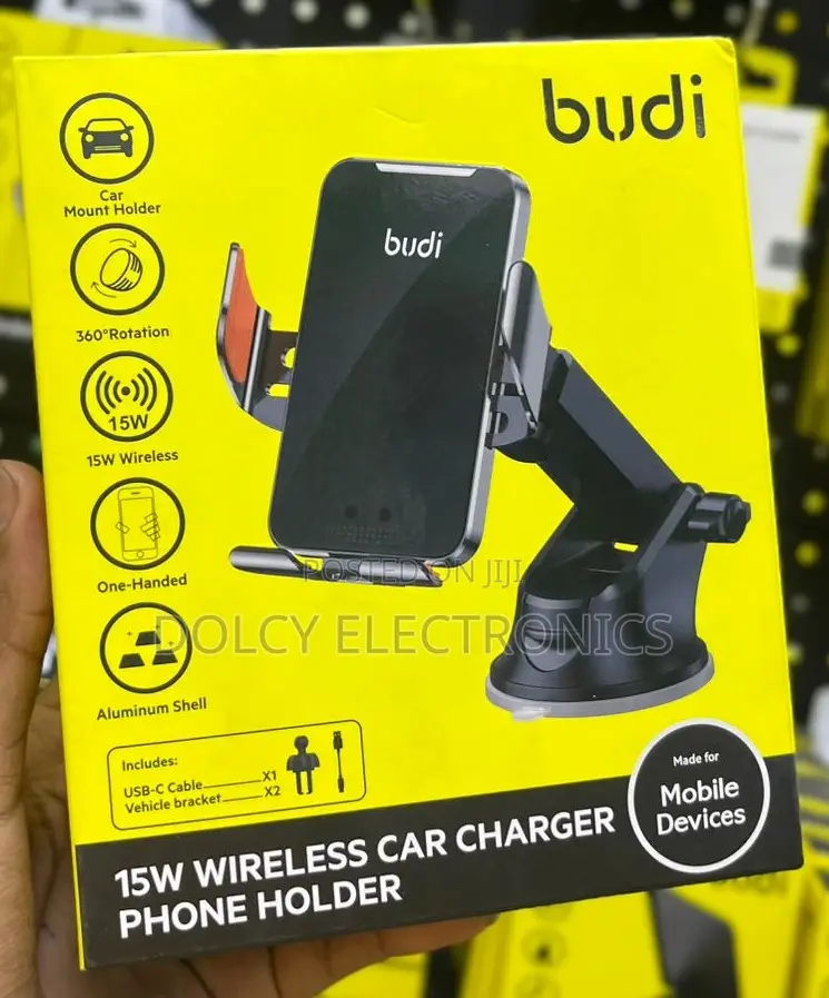 Budi 15w Wireless Car Charger Phone Holder