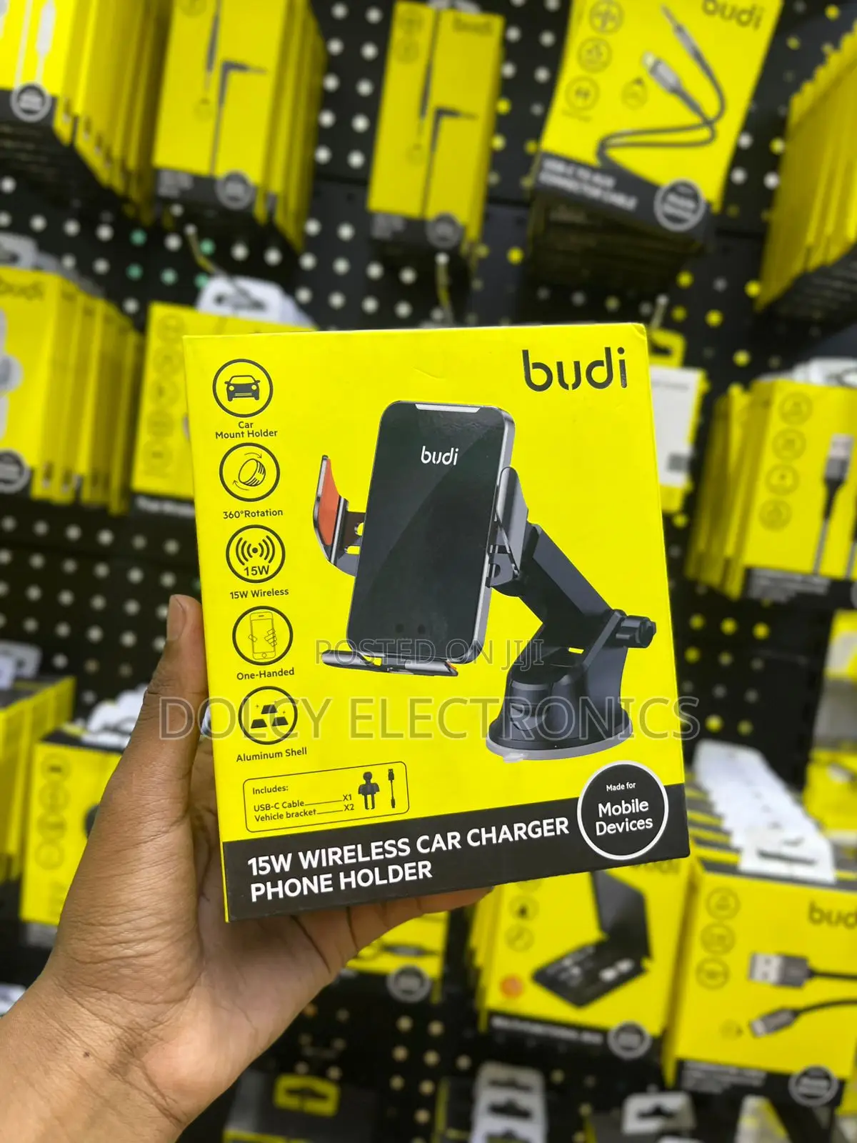 Budi 15w Wireless Car Charger Phone Holder