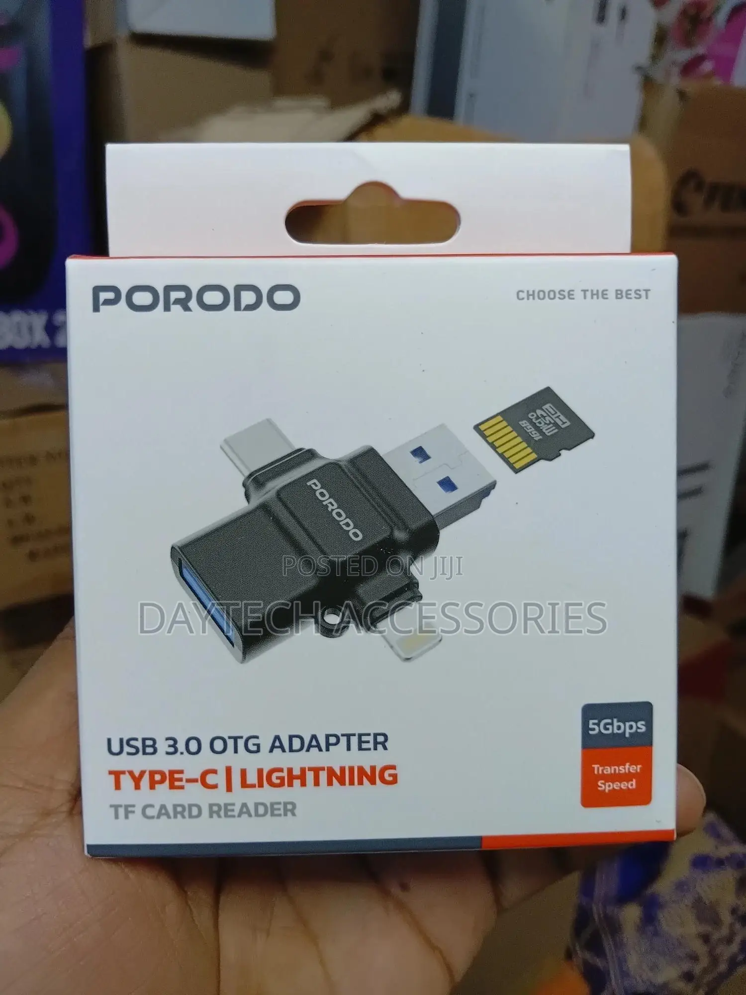 Porodo 4-in-1 Memory Card Reader - Black
