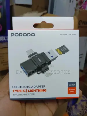 Porodo 4-in-1 Memory Card Reader - Black