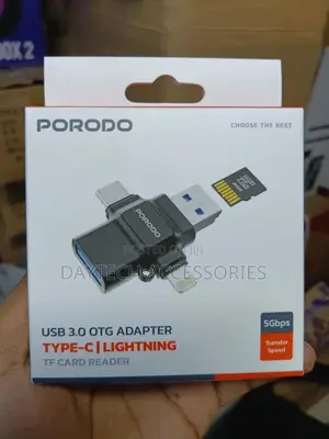 Porodo 4-in-1 Memory Card Reader - Black