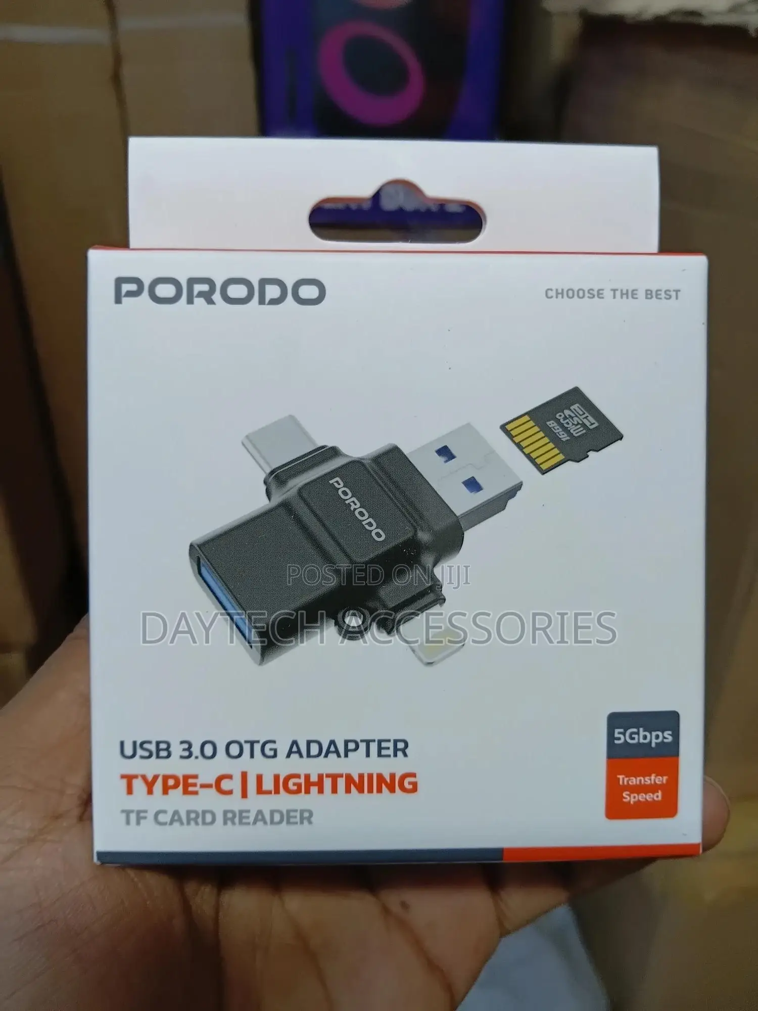 Porodo 4-in-1 Memory Card Reader - Black