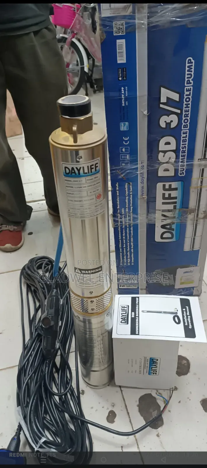 0.5hp Dayliff Submassible Pump With Control Box 50m