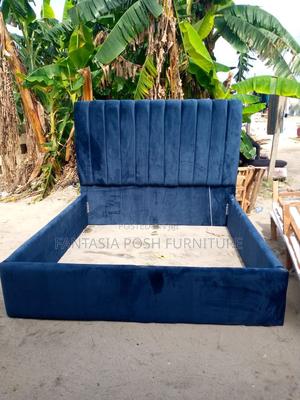 5x6 Navy Blue Sturdy Bed Frame - main view