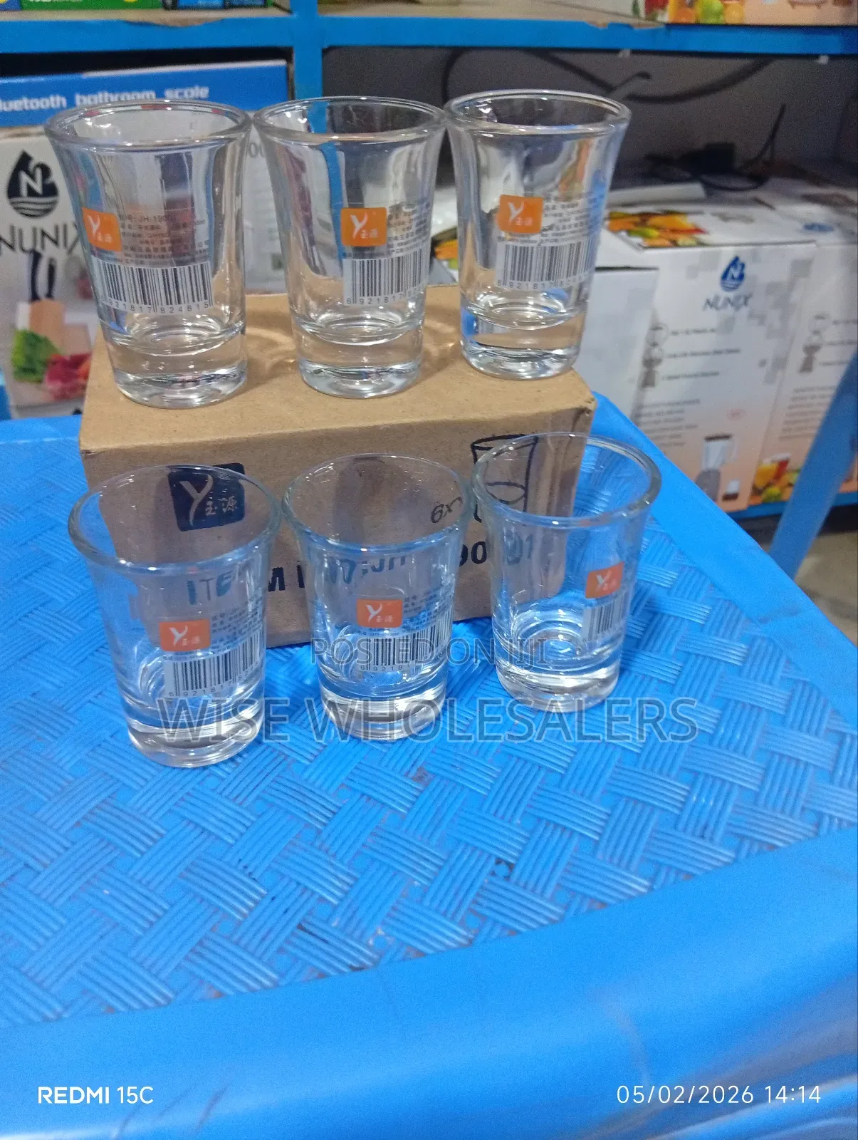 Six Deli Glassware Tot or Shot Glasses.√