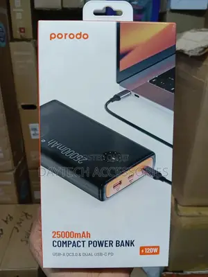 Porodo 25000mah Compact Power Bank With Usb-a Qc3.0 Dual Usb-C Pd