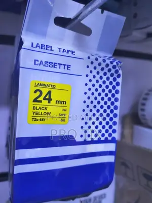 24mm Laminated Label Tape Cassette – Black on Yellow TZC-651 / Tze-651