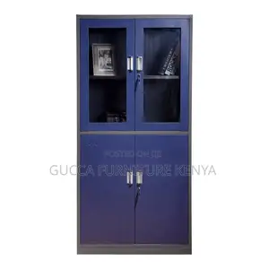 2-door Steel Office Filling Cabinet With Safe-blue