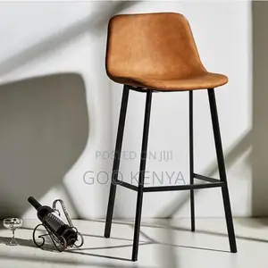 Home Kitchen Stool; Heavy-duty Leather Bar Stool With Metal Support