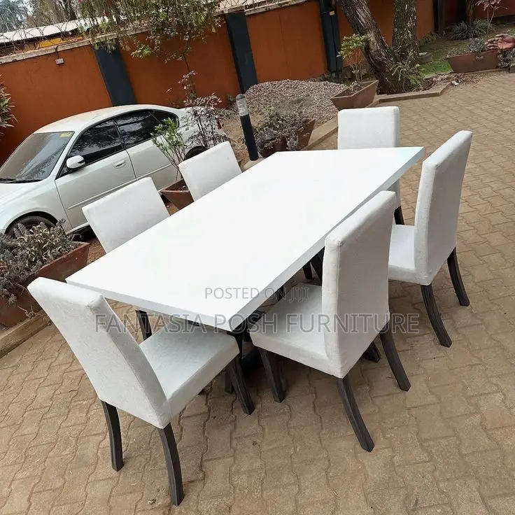 6-Seater Elegant White Dining Table Set
