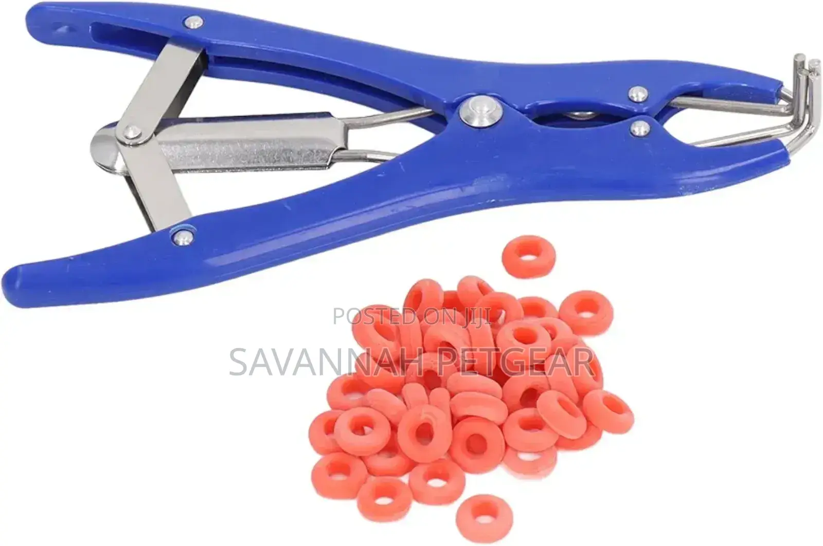 Castration Pliers, Animal Tail Docking Clamp + 100 Elastrator Rings