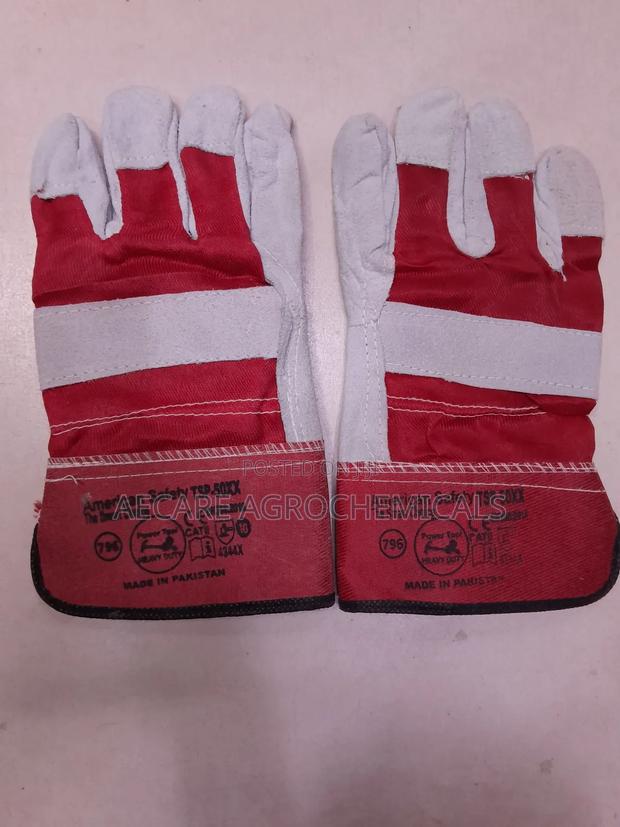 Heavy Duty Gloves Pair Red & Light Grey Colour - main view