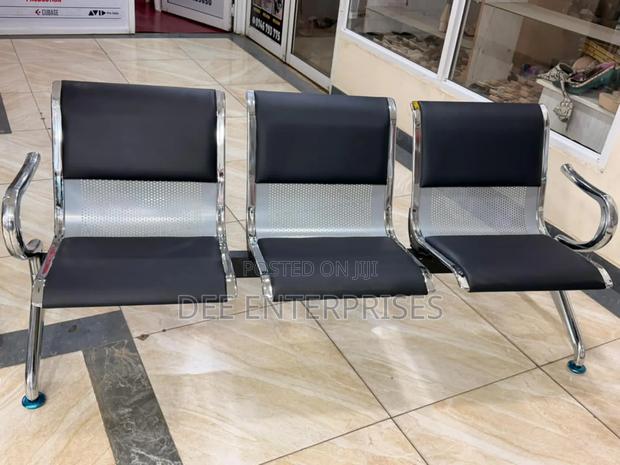 3-Link Padded Metallic Office Waiting Bench - main view