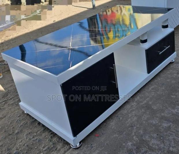 Modern Coffee Table With Side Drawers And Glass Top + Free Delivery! - thumbnail 2