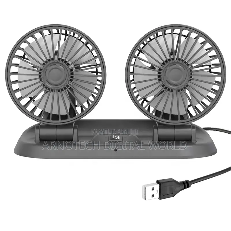 Twin Head Adjustable Usb 360 Degree Rotating Car/Desktop Cooling Fan