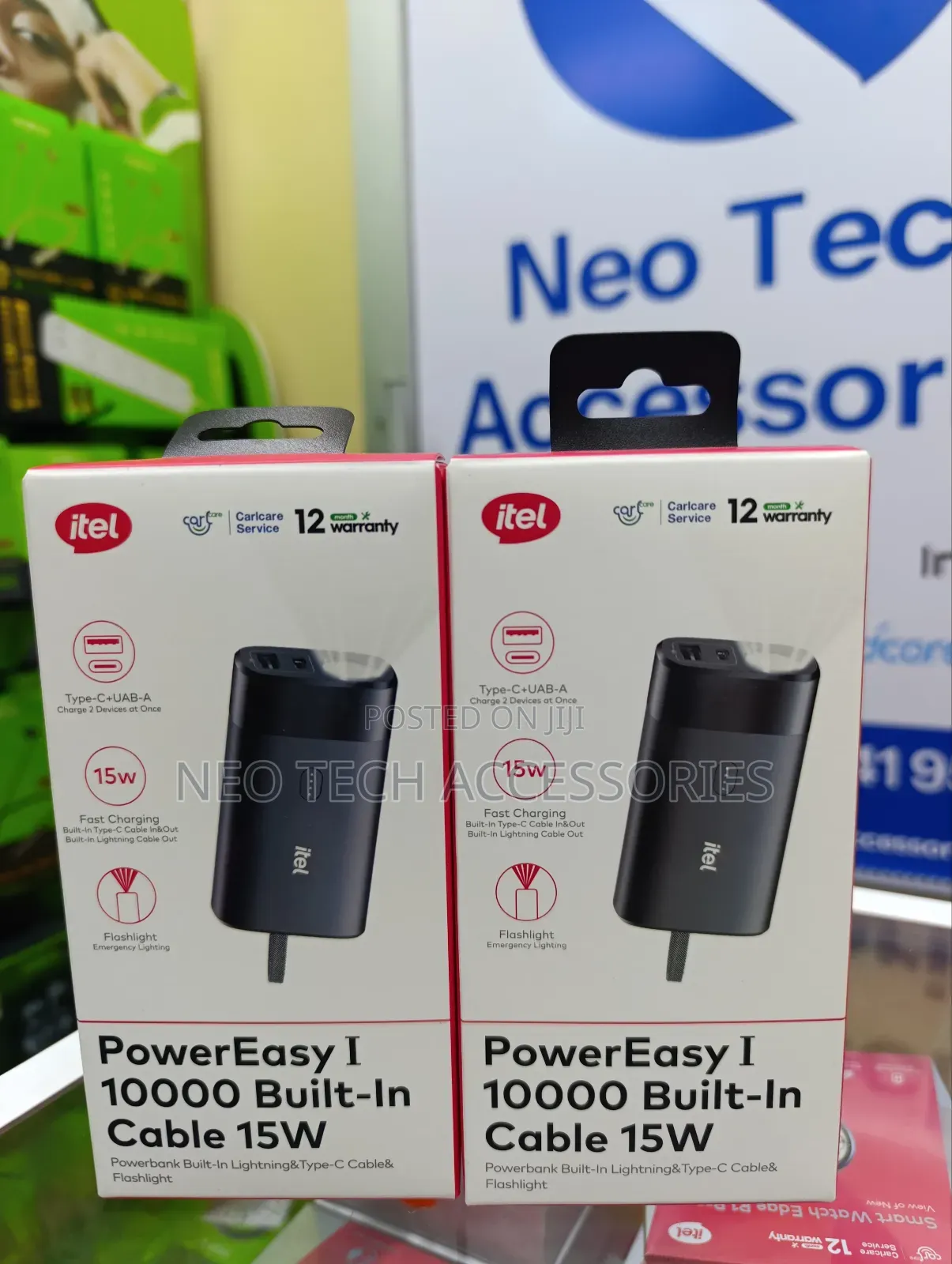 Itel Power Easy 1 10000mah Powerbank With Built-in Cable 15w