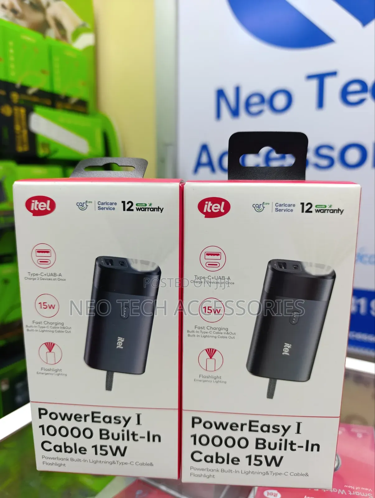 Itel Power Easy 1 10000mah Powerbank With Built-in Cable 15w