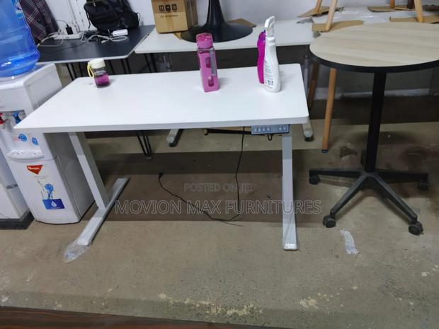 White Adjustable Height Electric Table - main view