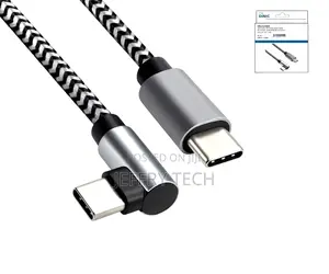 Usb-C to C 90° Charging Cable, Hq Plug, 60w, Nylon Cable Grey, 1.00 M