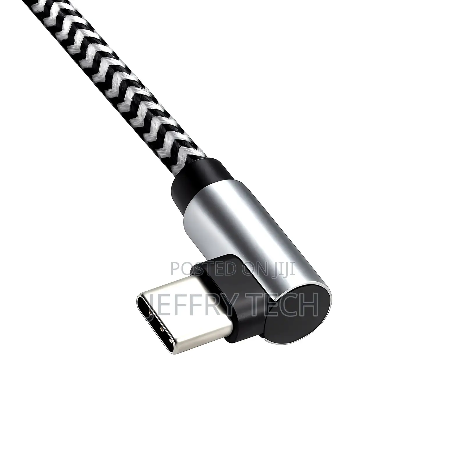 Usb-C to C 90° Charging Cable, Hq Plug, 60w, Nylon Cable Grey, 1.00 M