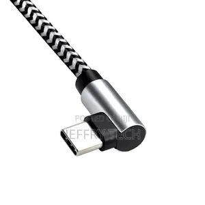 Usb-C to C 90° Charging Cable, Hq Plug, 60w, Nylon Cable Grey, 1.00 M