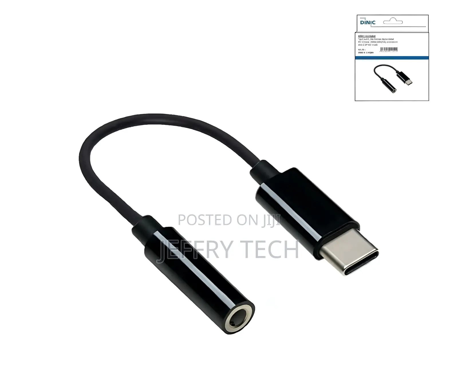 Usb-C Adapter to 3.5mm Audio (Digital), With Chipset, Black, Dinic Box