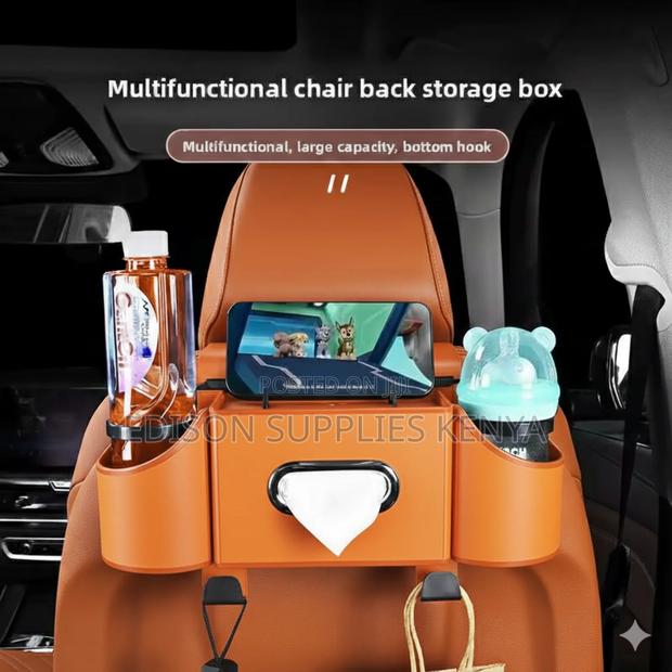 Car Back Seat Organizer Tissue Storage Box Leather - thumbnail 2