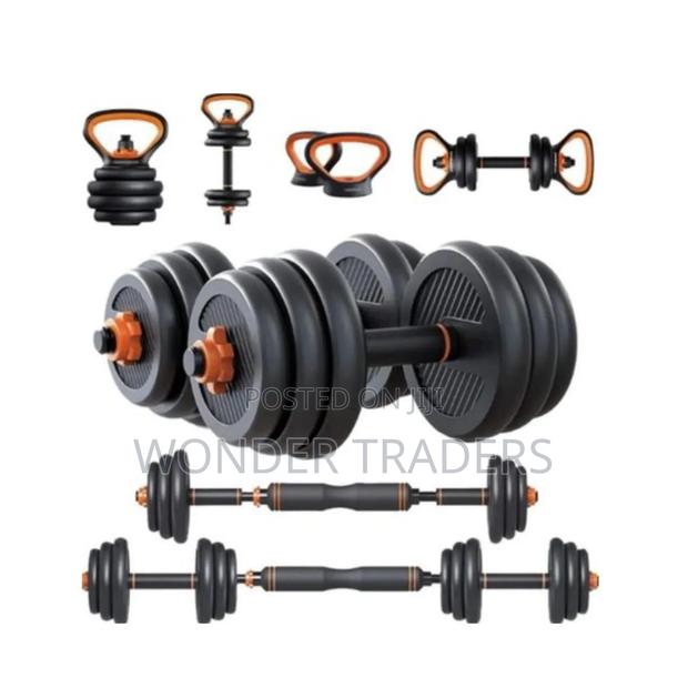 30kg Adjustable Dumbbell Kettlebell Barbell Set, 6 in 1