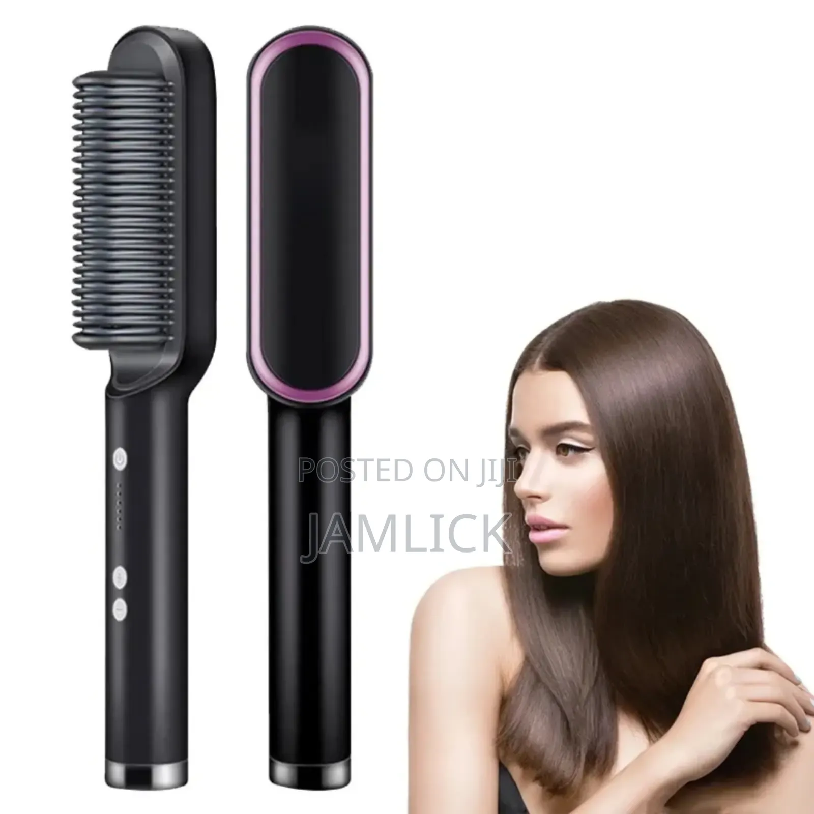 Electric Hair Straightener Comb 3-in-1 Dryer Curling Brush - Cr