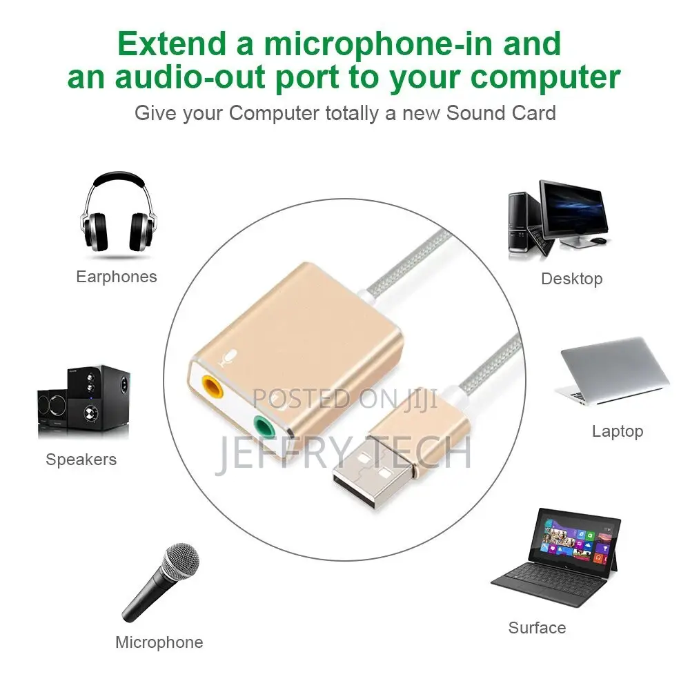 External Usb 2.0 3d Virtual 7.1 Channel Audio Sound Card Adapter 3.5mm