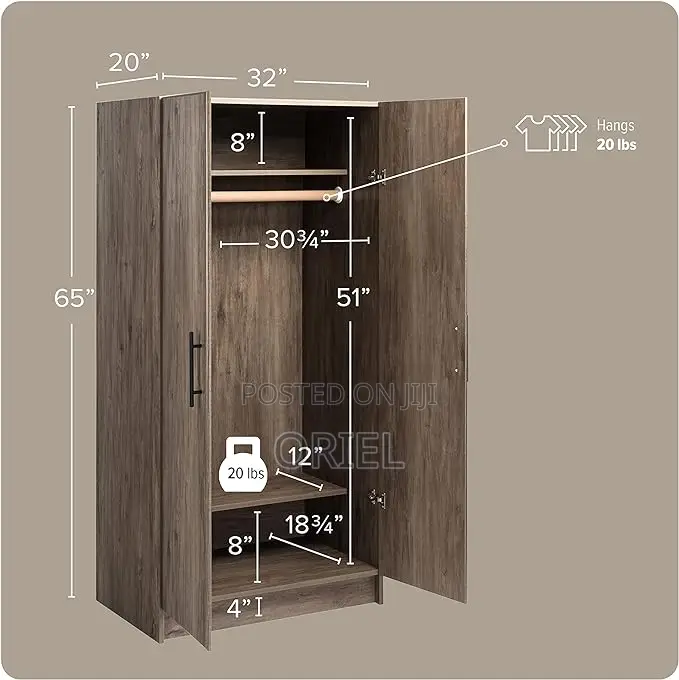 Modern Cabinet : 2-Door Modern Wooden Wardrobe Cabinet
