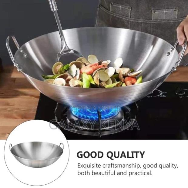 Thickened Heavy Gauge Aluminum Two Sided-Handle Wok Frying Pan