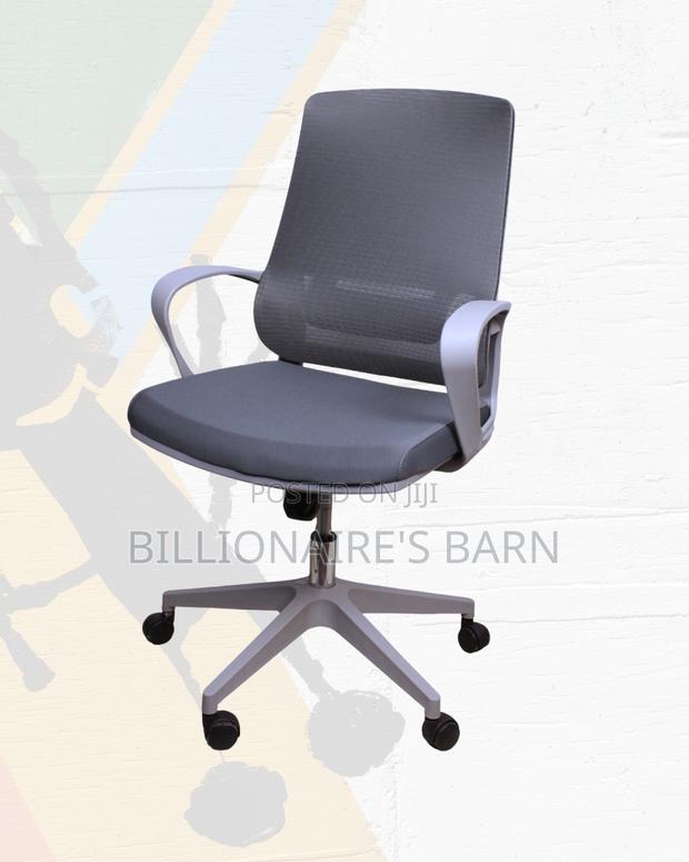 Grey Mid-Back Mesh Chair | Space-Saving Design for Compact Setups - thumbnail 4